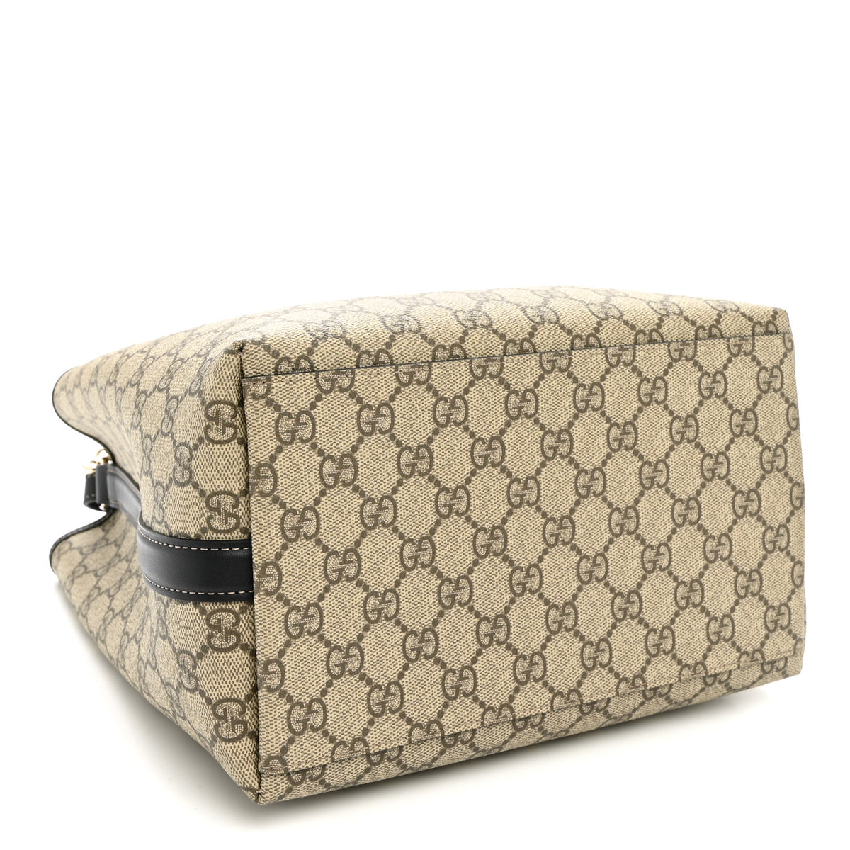 Gucci GG Supreme Monogram Medium Emblem Bucket Bag Beige Dark Brown Black 4 of 9