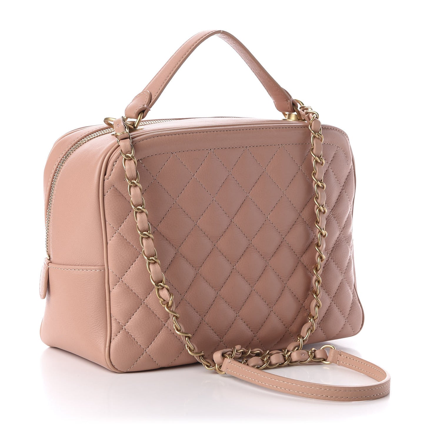 Calfskin Quilted CC Medium Vanity Case Beige