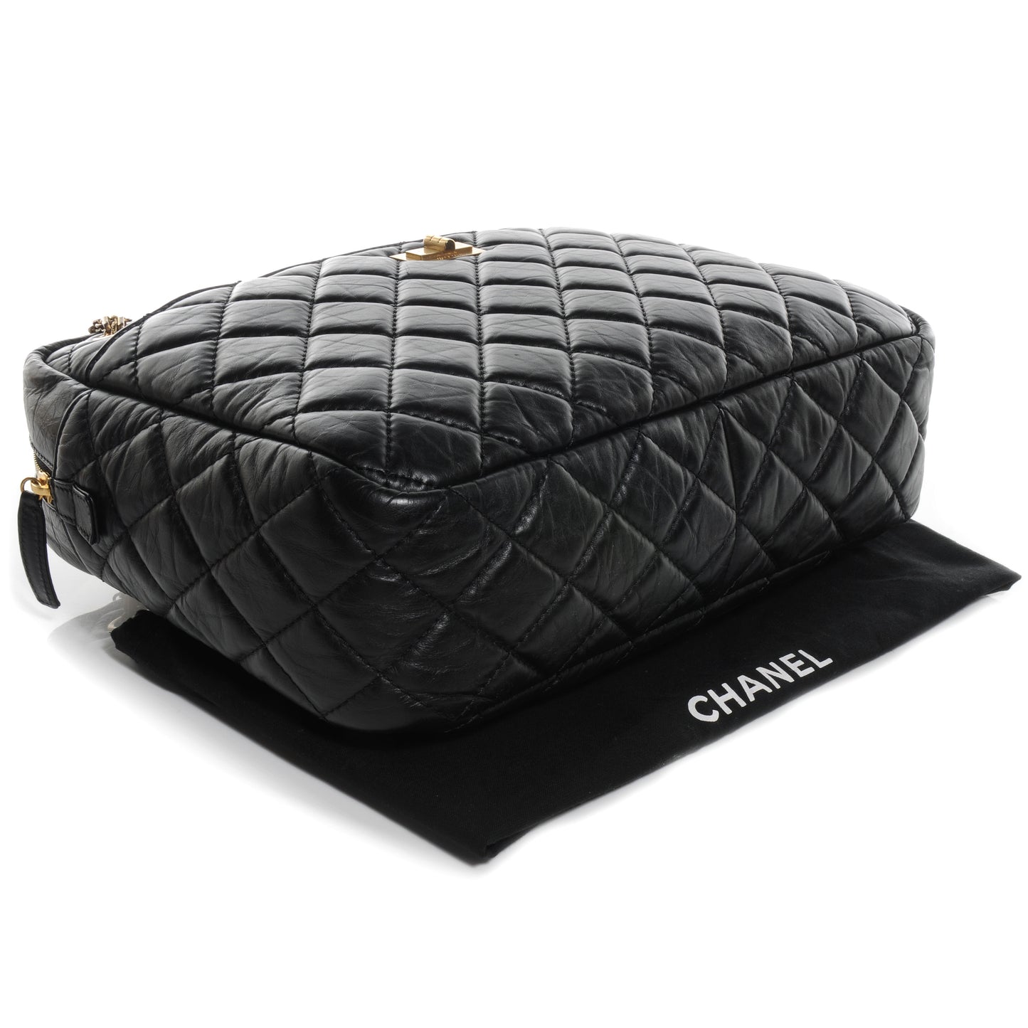 Aged Calfskin Quilted Large Reissue Camera Case Black
