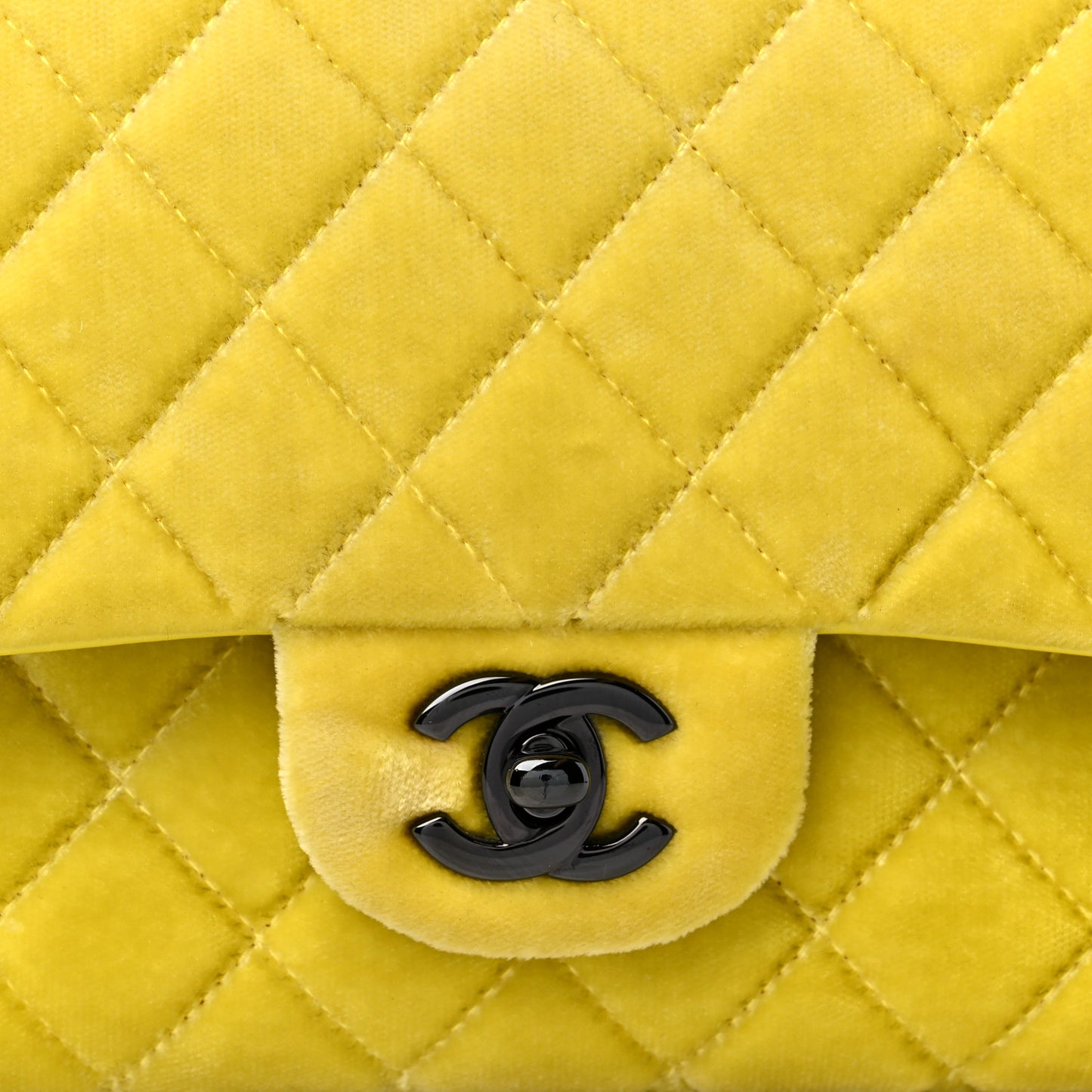Velvet Quilted Medium Double Flap Yellow