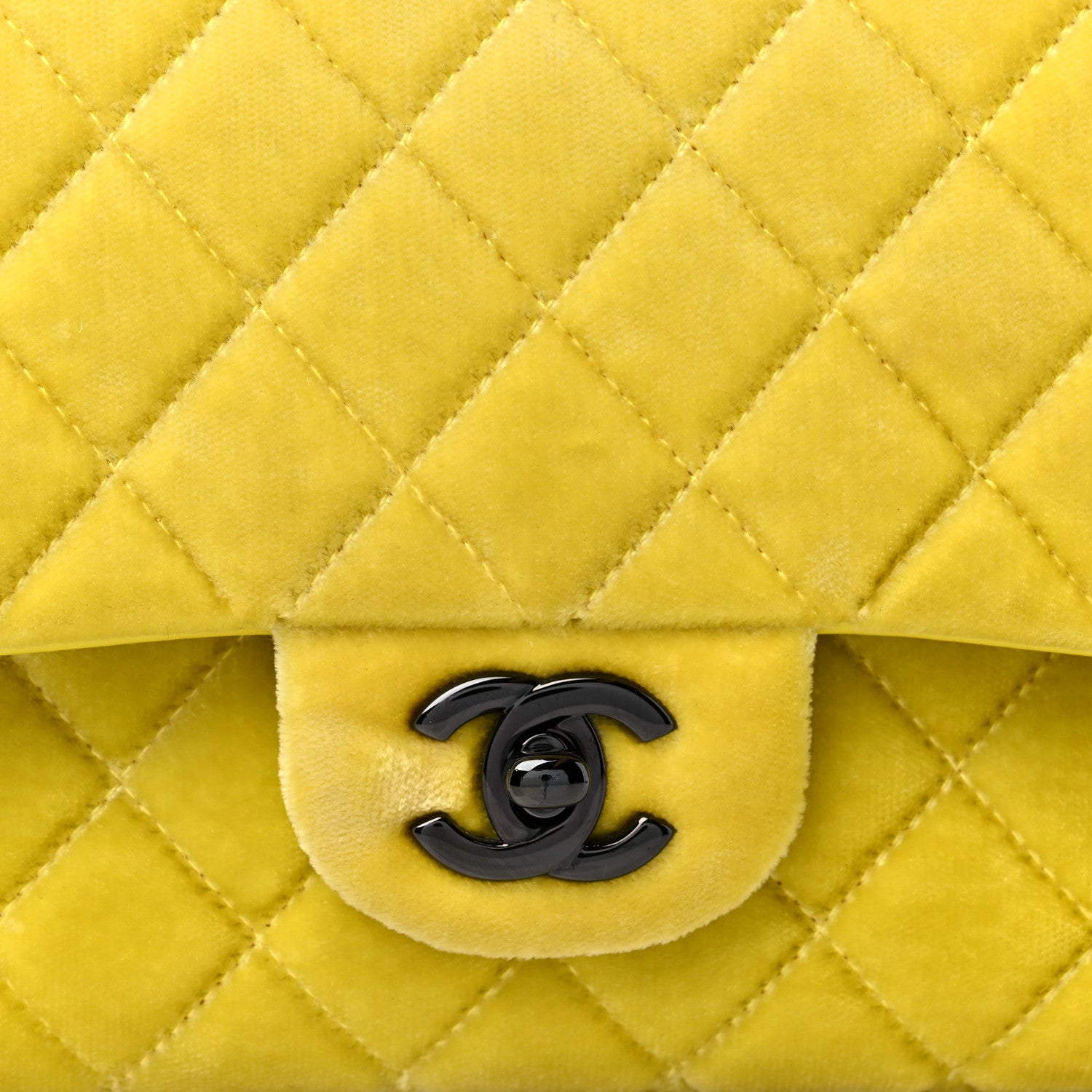 Chanel Velvet Quilted Medium Double Flap Yellow 13 of 13