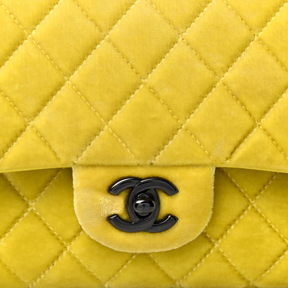 Chanel Velvet Quilted Medium Double Flap Yellow 13 of 13