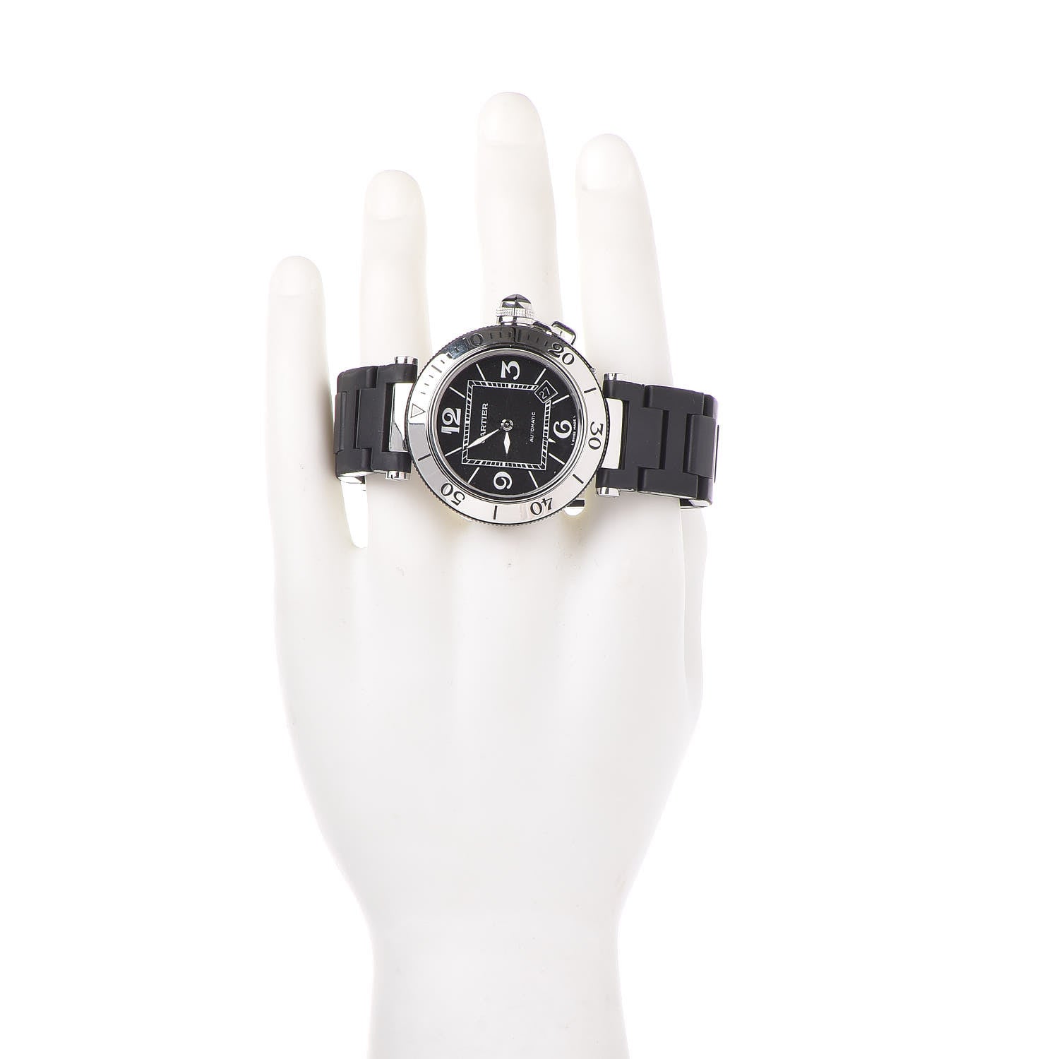 Cartier Stainless Steel Rubber 40mm Pasha C Seatimer Automatic Watch Black 2 of 7
