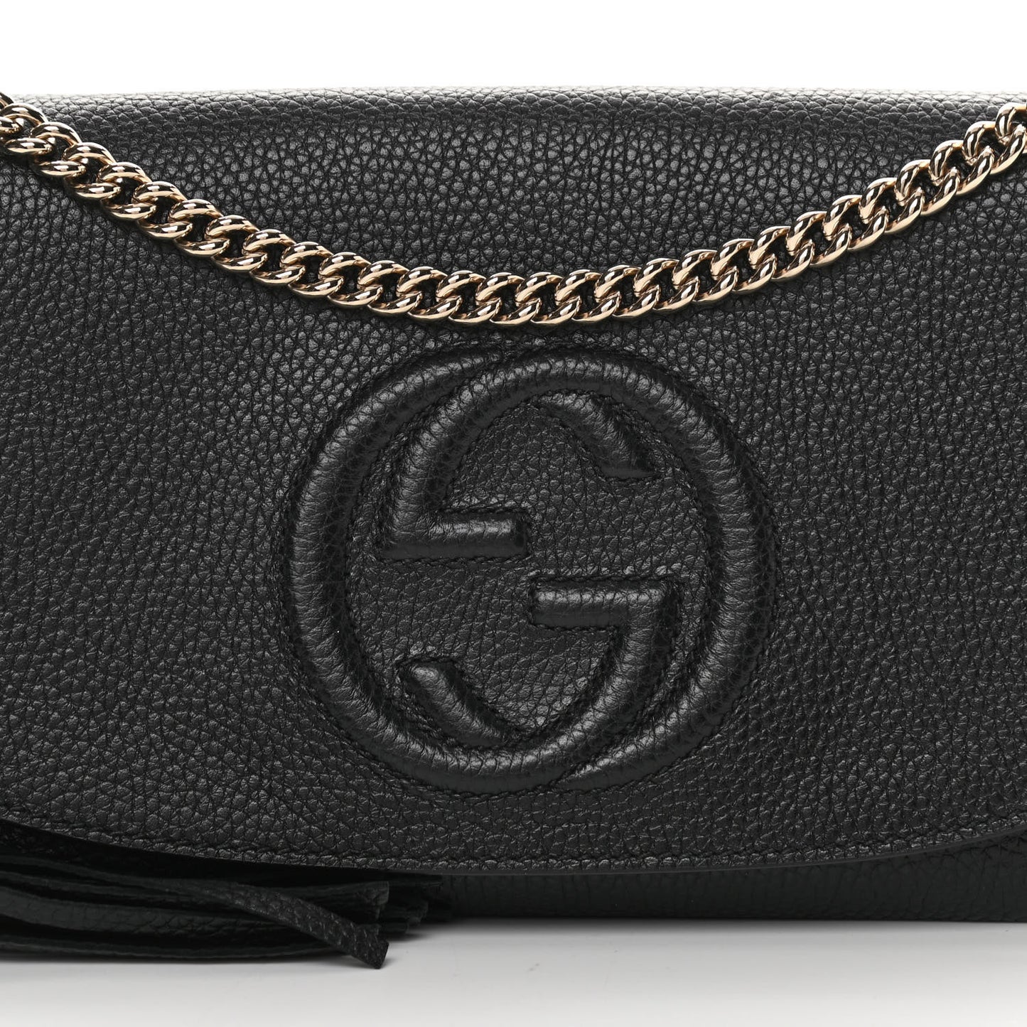 Pebbled Calfskin Medium Soho Flap Crossbody Black