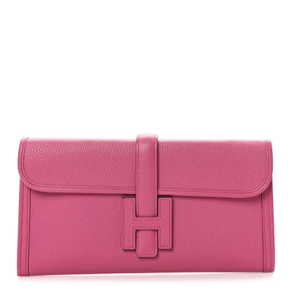 Hermes Chevre Mysore Jige Elan 29 Clutch Rose Shocking 1 of 8