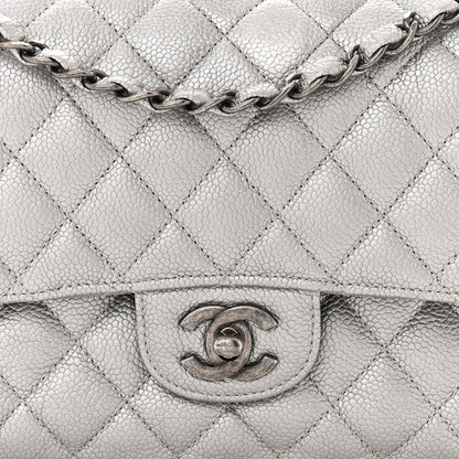 Chanel Metallic Caviar Quilted Medium Double Flap Silver 8 of 10