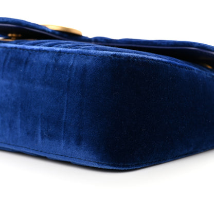 Gucci Velvet Matelasse Small GG Marmont Shoulder Bag Cobalt Blue 10 of 17