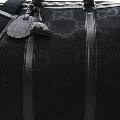 Gucci Monogram Jumbo GG Textured Dollar Calfskin Large Duffle Bag Black 8 of 10