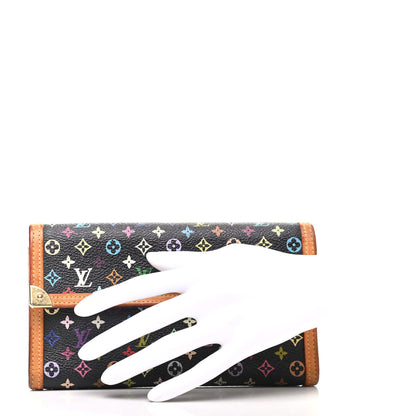 Louis Vuitton Monogram Multicolor Porte Tresor International Wallet Black 2 of 9