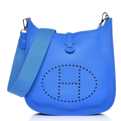 Hermes Taurillon Clemence Evelyne PM Bleu Hydra 1 of 7