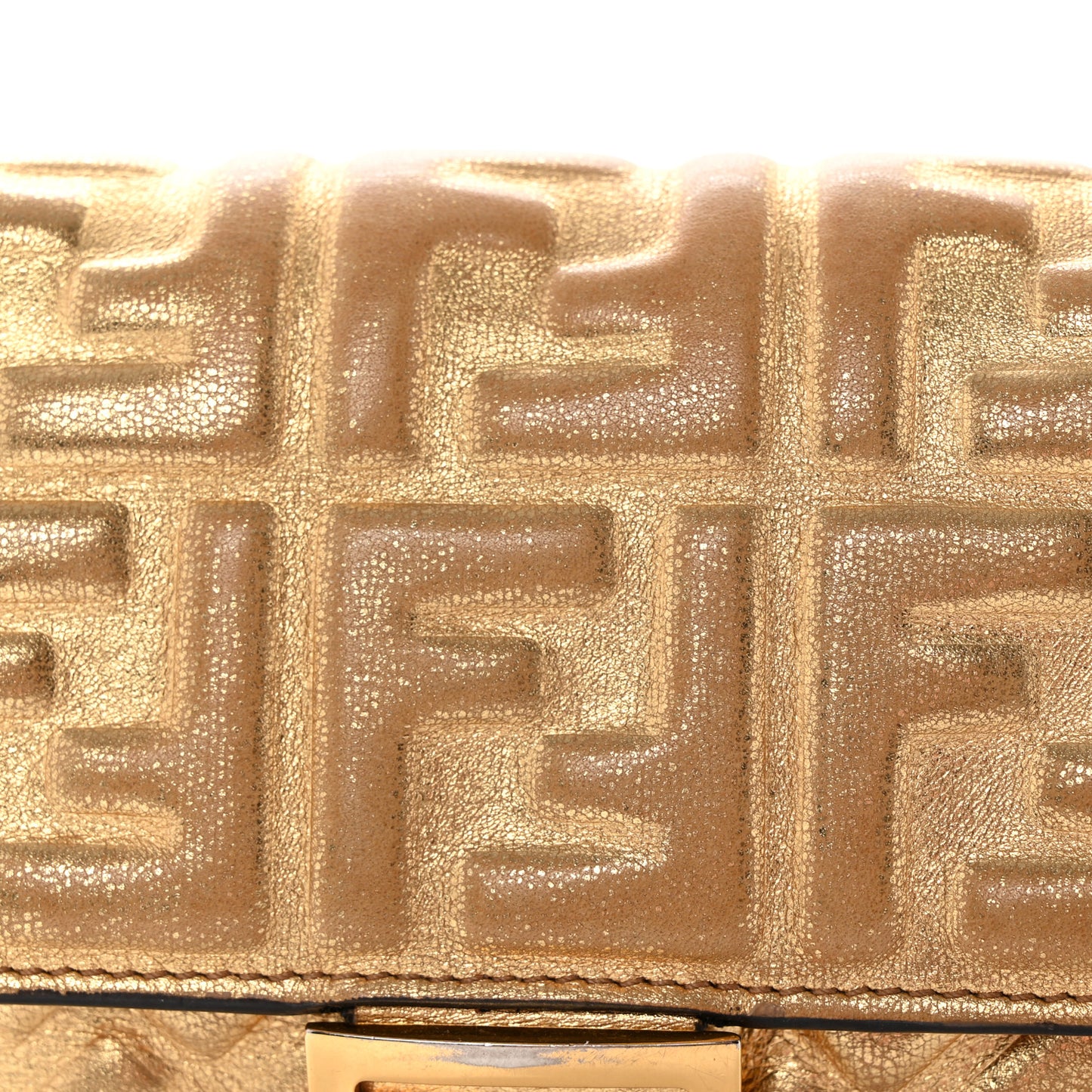 Vitello Catalan Mirror FF 1974 Embossed Medium Wallet Gold