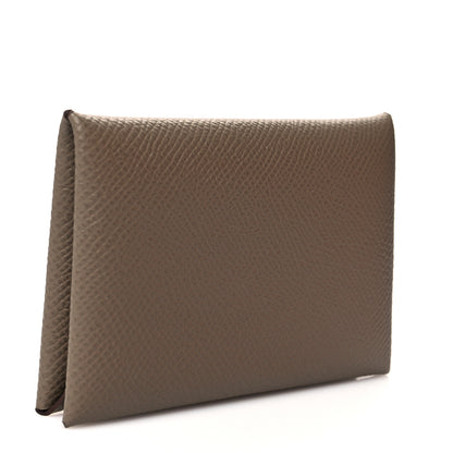 Hermes Epsom Calvi Card Case Etoupe 3 of 10