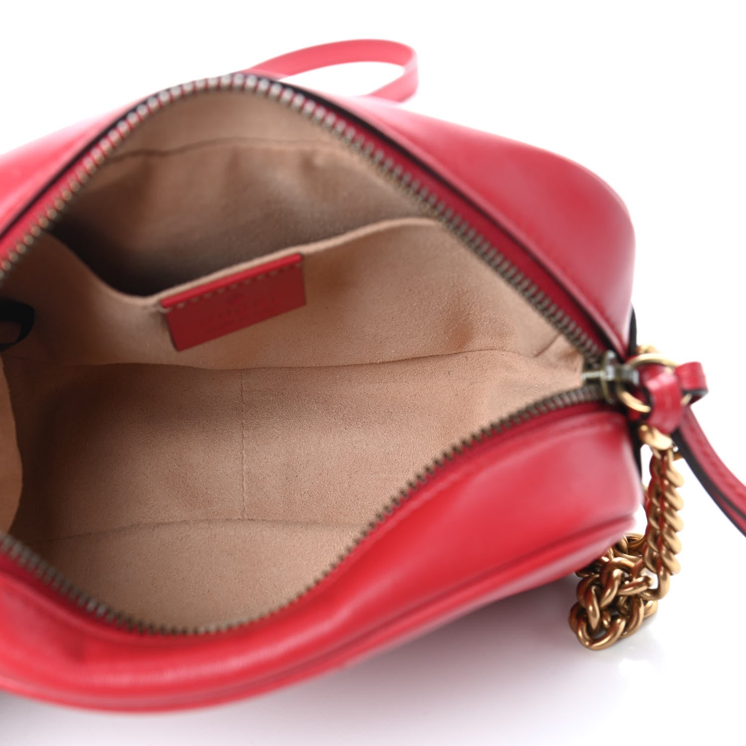 Gucci Calfskin Matelasse Mini GG Marmont Chain Shoulder Bag Hibiscus Red 4 of 4