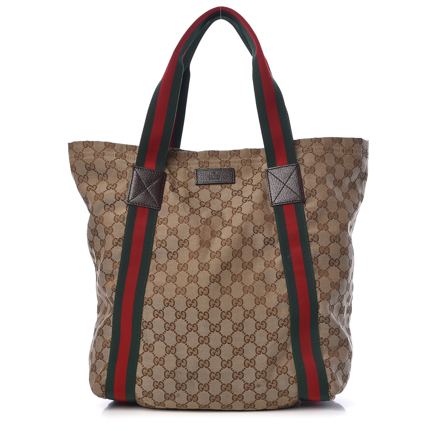 Gucci GG Monogram Medium Web Handle Vertical Tote Dark Brown 1 of 13