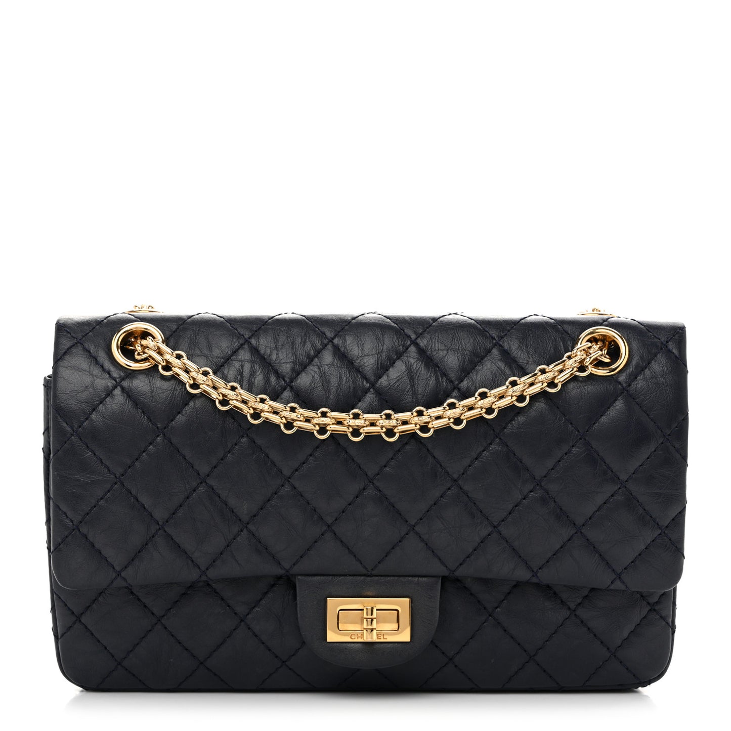 Aged Calfskin Quilted 2.55 Reissue 225 Flap Navy