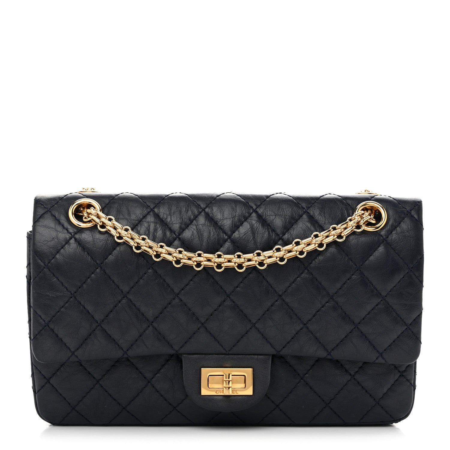 Chanel Aged Calfskin Quilted 2.55 Reissue 225 Flap Navy 1 of 14