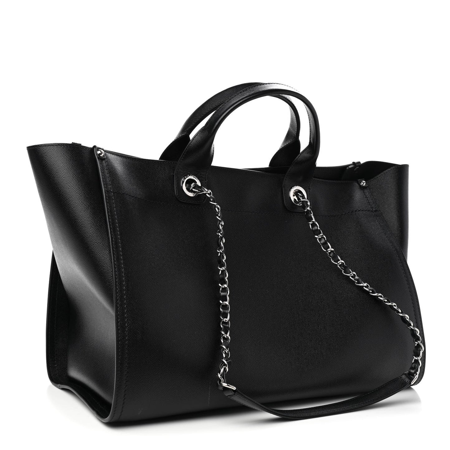 Caviar Medium Studded Deauville Tote Black