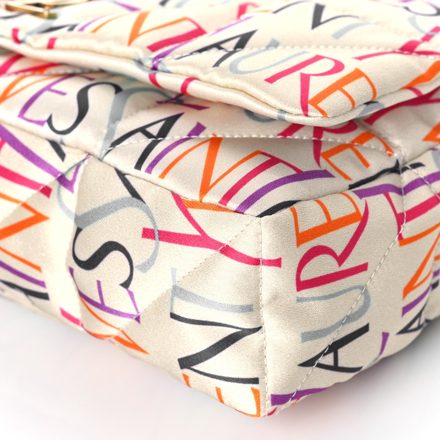 Saint Laurent Silk Carre Rive Gauche Print Patchwork Monogram Medium Jamie Multicolor White 9 of 9