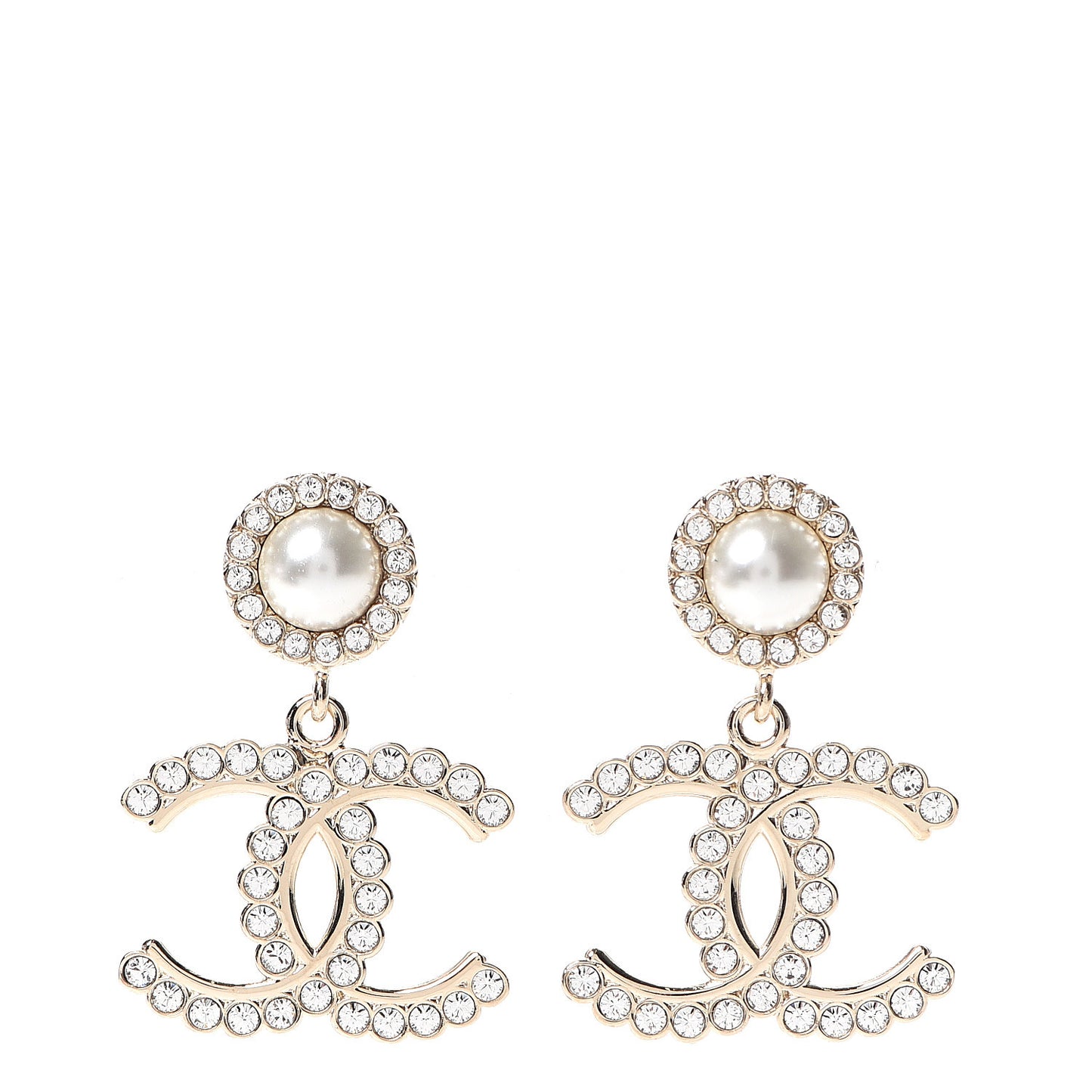 Crystal Pearl Bow-tiful CC Drop Earrings Gold