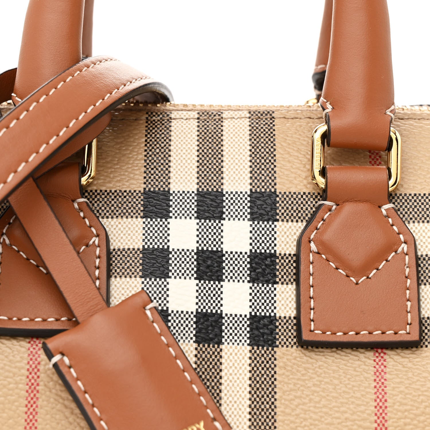 Burberry Vintage Check Mini Bowling Bag Briar Brown 8 of 10