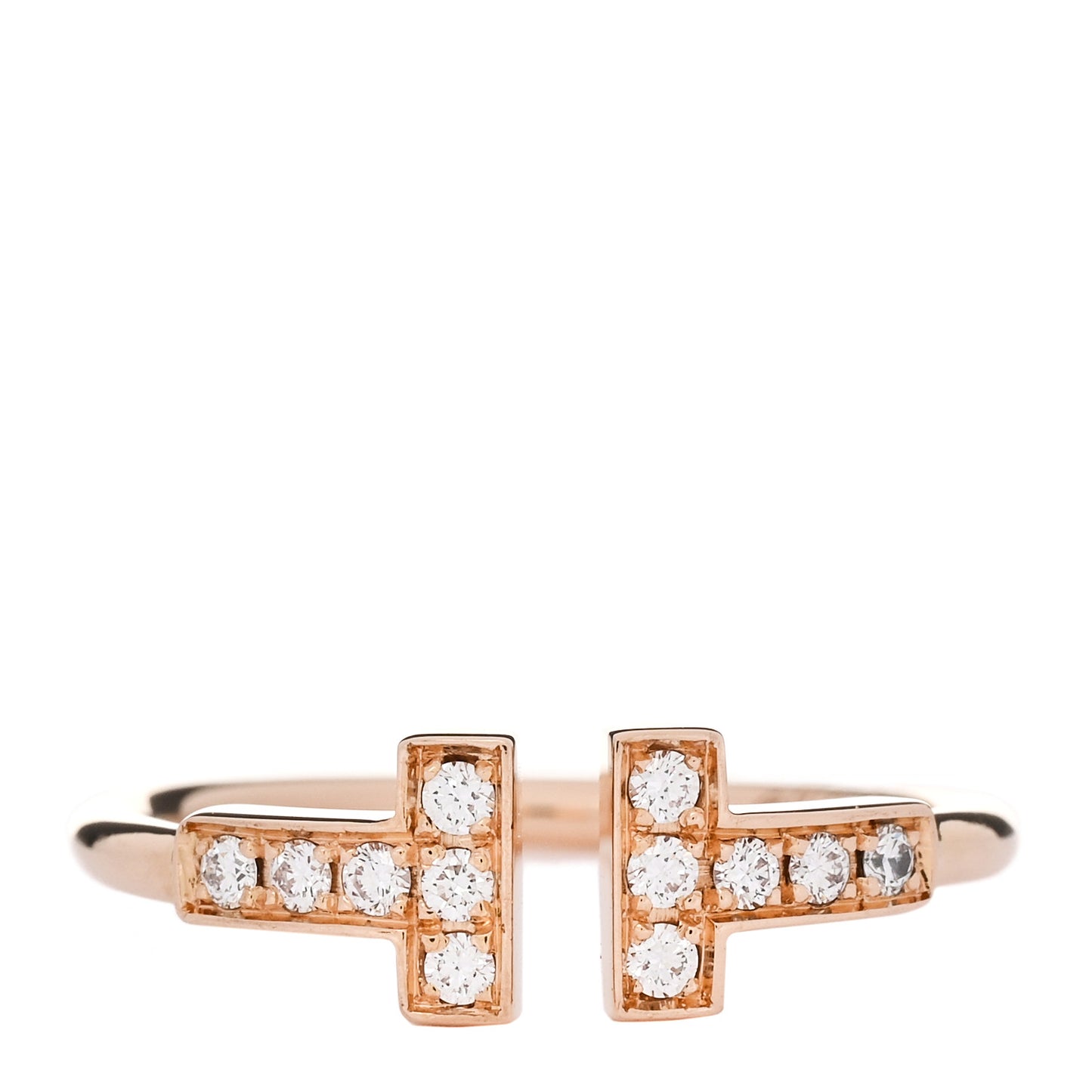 18K Rose Gold Diamond T Wire Ring 51 5.75