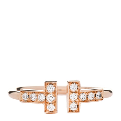 Tiffany 18K Rose Gold Diamond T Wire Ring 51 5.75 1 of 4