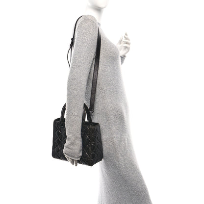 Christian Dior Crinkled Calfskin Cannage Medium Lady Dior Black 2 of 10