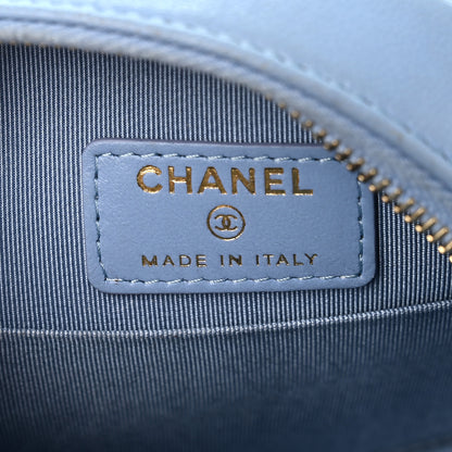 Chanel Lambskin Quilted Round Clutch With Chain Light Blue 6 of 11