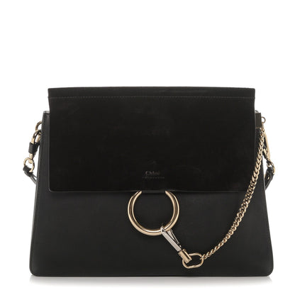 Chloe Suede Calfskin Medium Faye Shoulder Bag Black 1 of 6