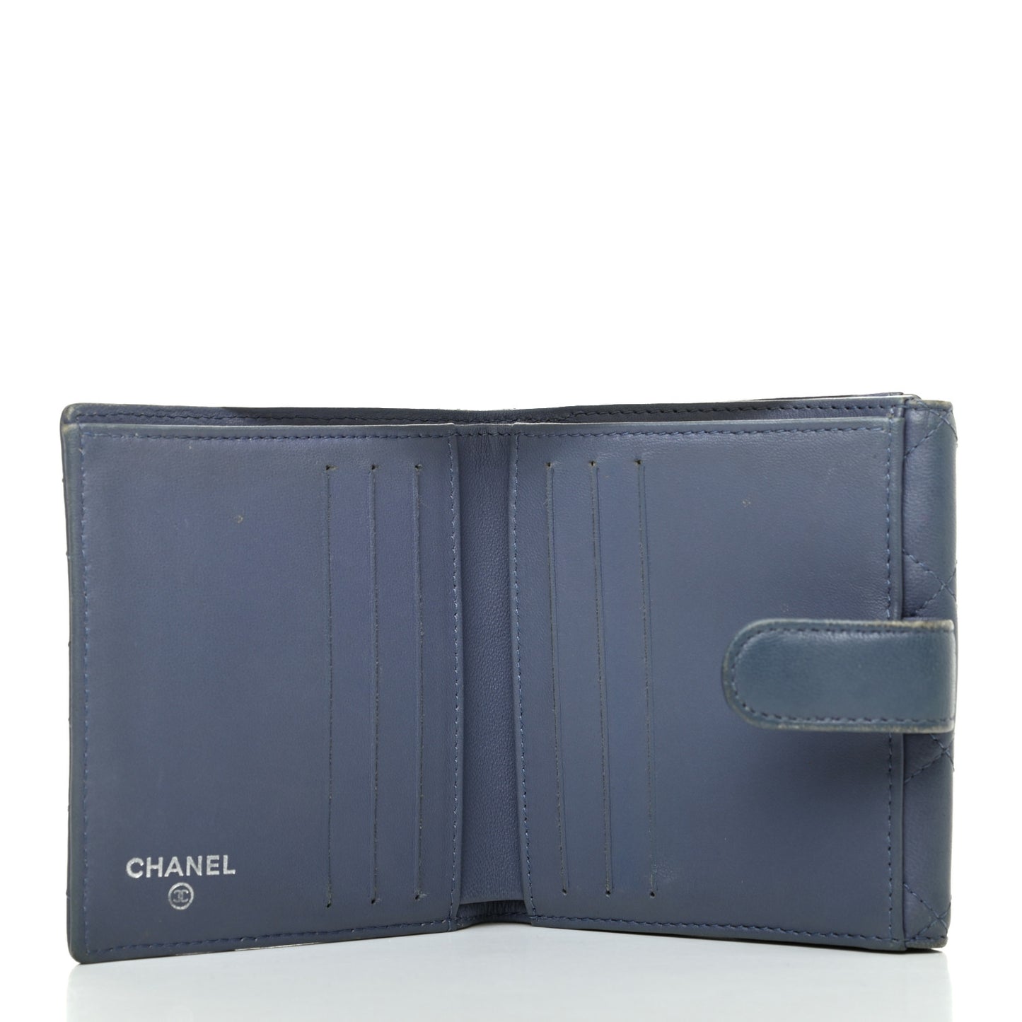 Lambskin Quilted Compact French Flap Wallet Lavender
