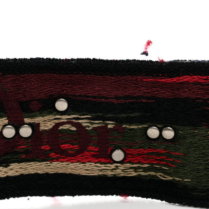 Christian Dior Canvas Embroidered Studded Bohemian Shoulder Strap Red 5 of 5