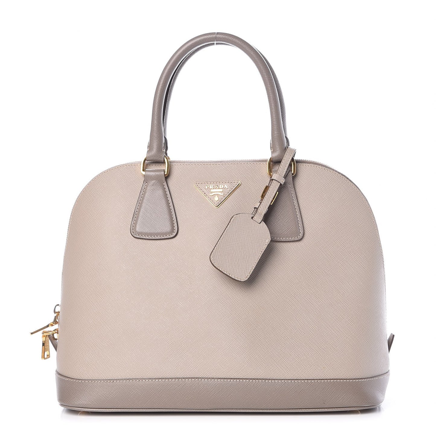 Saffiano Lux Bi-Color Promenade Dome Tote Pomice Argilla