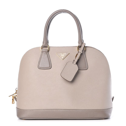 Prada Saffiano Lux Bi-Color Promenade Dome Tote Pomice Argilla 1 of 9