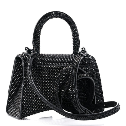 Balenciaga Strass Suede Hourglass Top Handle Bag XS Black Jet 3 of 12