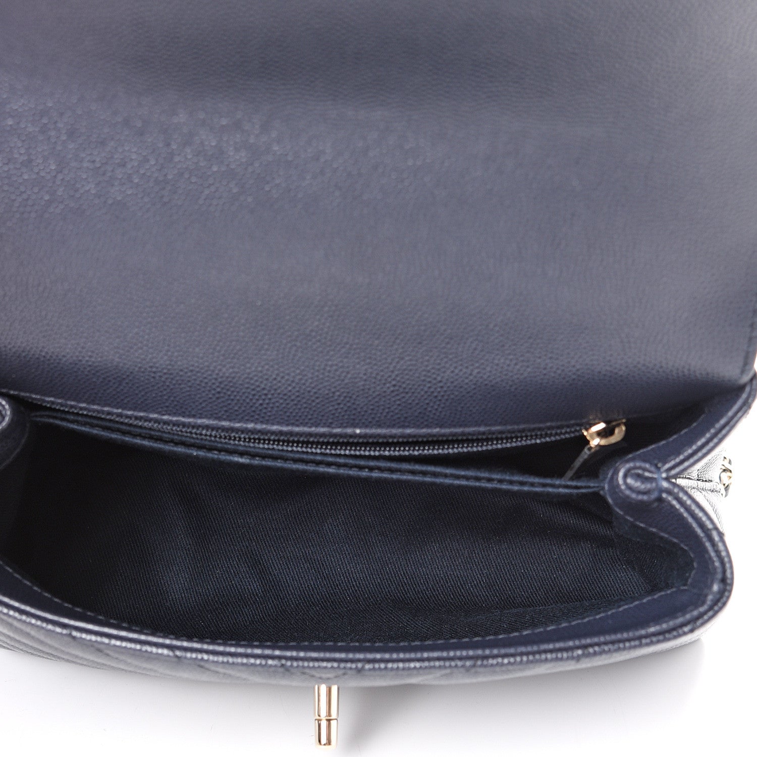 Chanel Caviar Chevron Quilted Mini Coco Handle Flap Navy 4 of 10