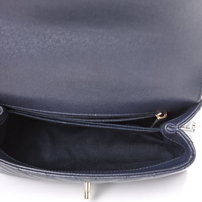 Chanel Caviar Chevron Quilted Mini Coco Handle Flap Navy 4 of 10