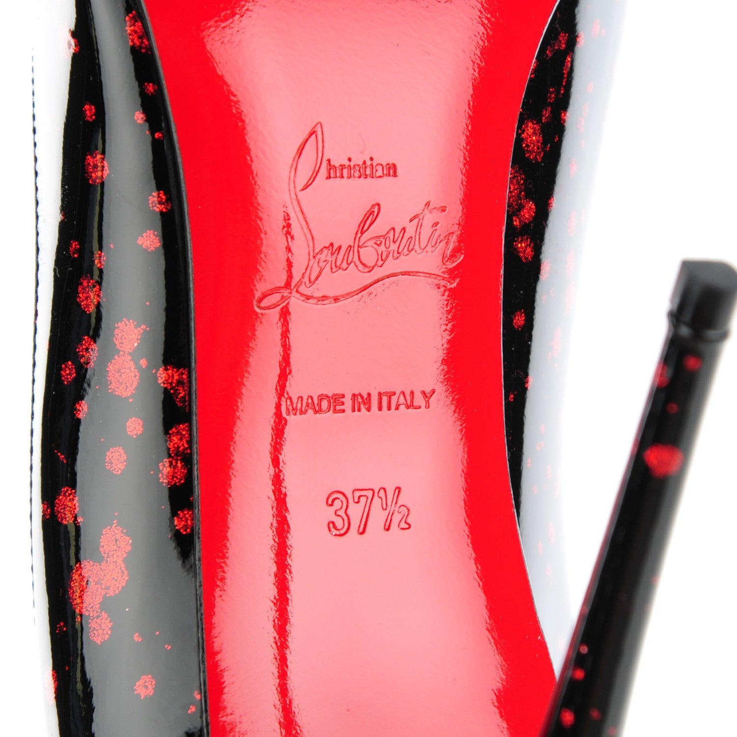Christian Louboutin Patent Pollock Pigalle Follies 100 Pumps 37.5 Black Red 6 of 8