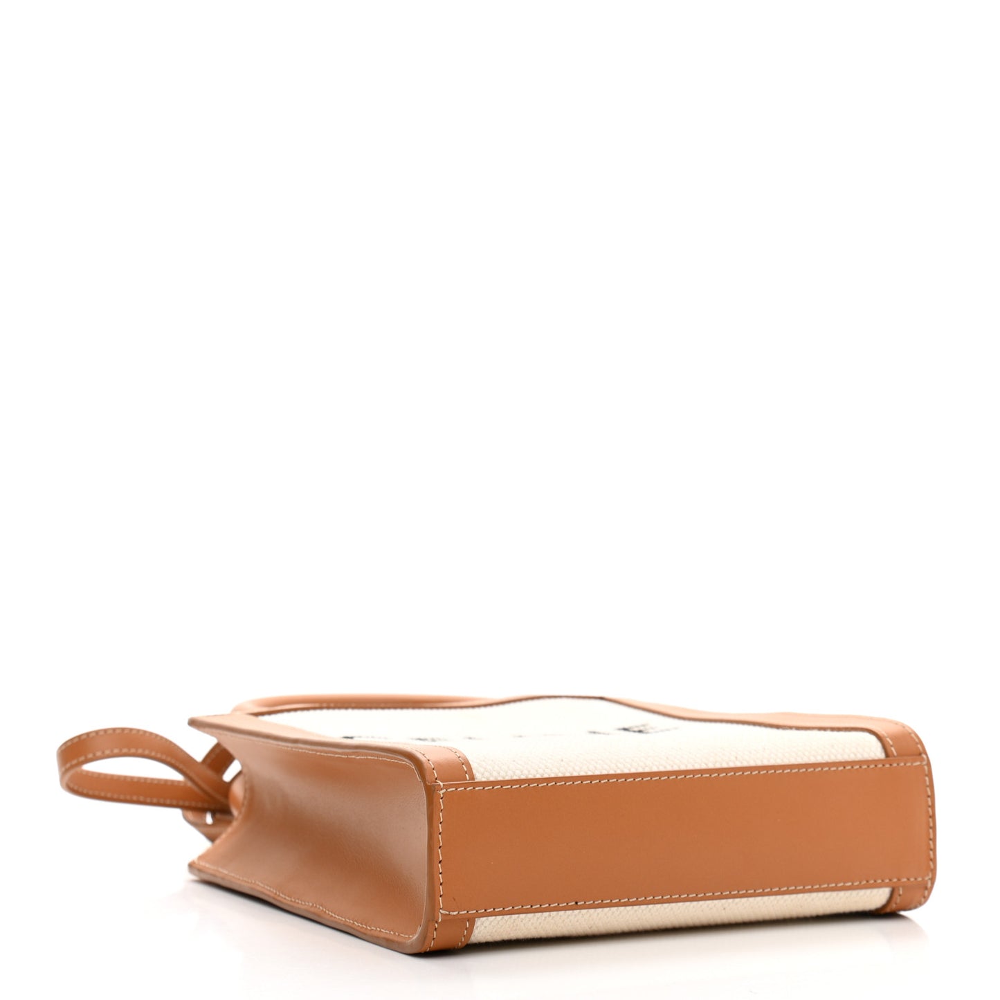 Canvas Calfskin Mini Vertical Cabas Natural Tan