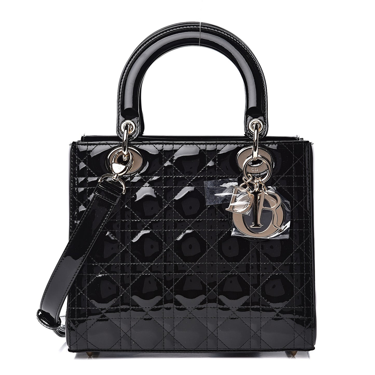 Patent Cannage Medium Lady Dior Black