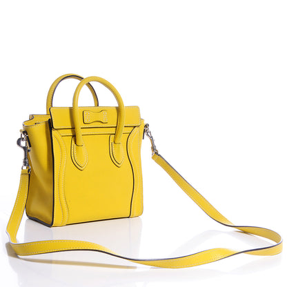 Celine Drummed Leather Nano Luggage Citron 3 of 10