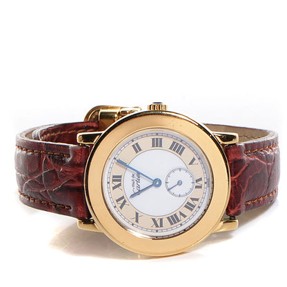 Cartier Sterling Silver Vermeil Alligator 33mm Must De Cartier Quartz Watch Burgundy 4 of 9