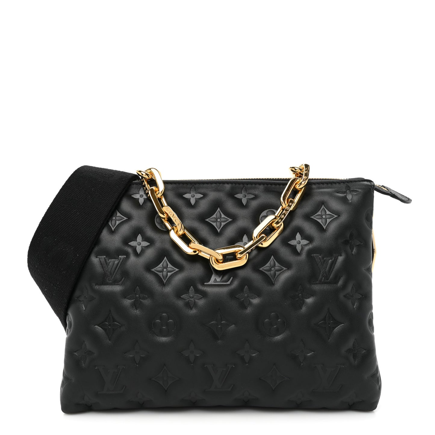 Lambskin Embossed Monogram Coussin PM Black
