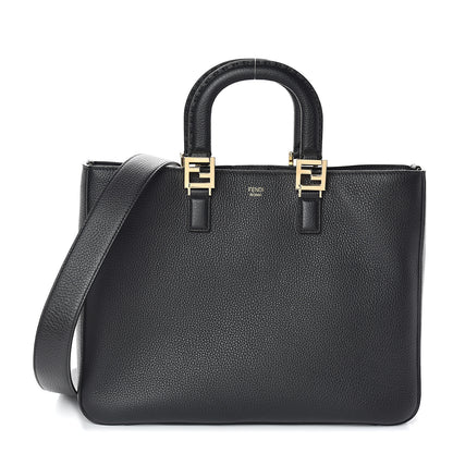 Fendi Cuoio Romano Selleria Medium FF Tote Black 1 of 7