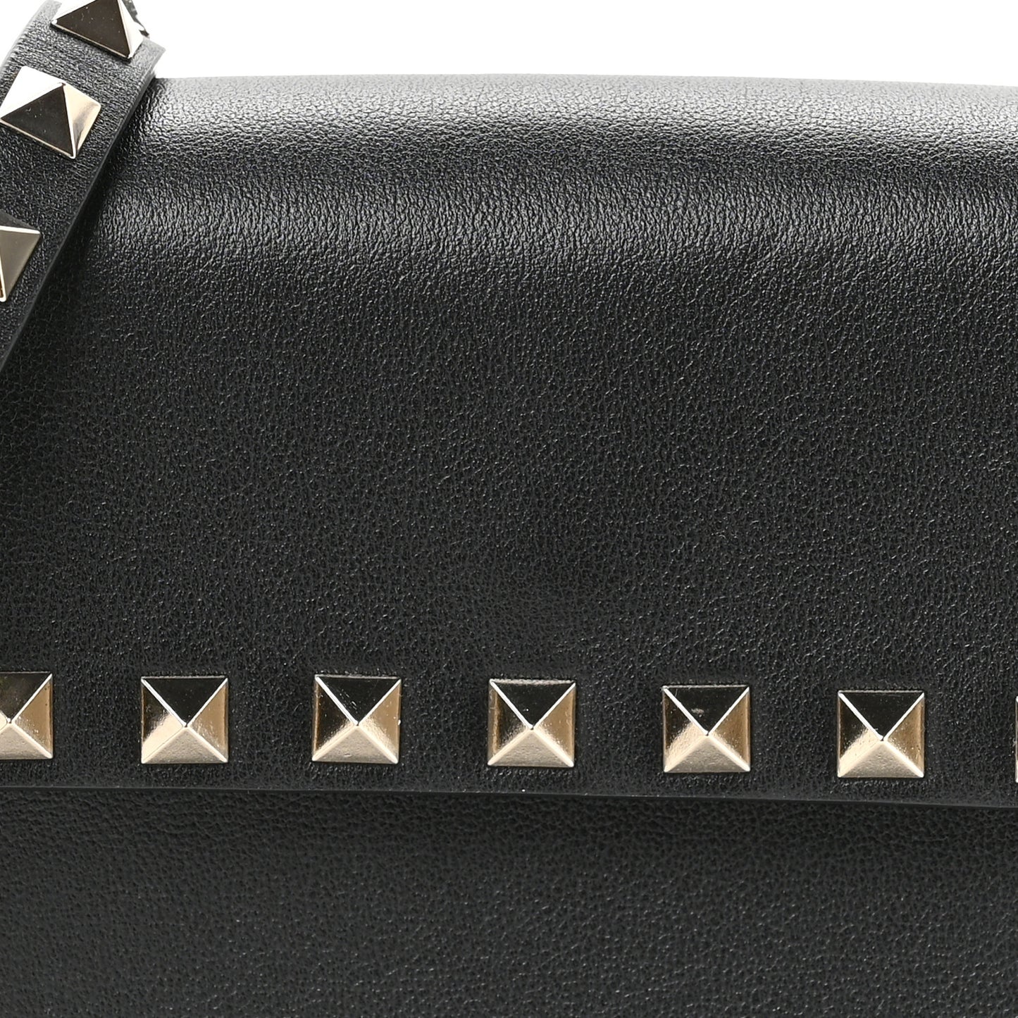Vitello Rockstud Flap Crossbody Bag Black