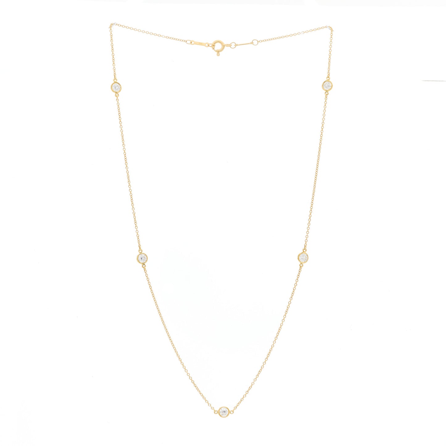 18K Yellow Gold Diamond .70ctw 5 Station Diamonds by the Yard Necklace