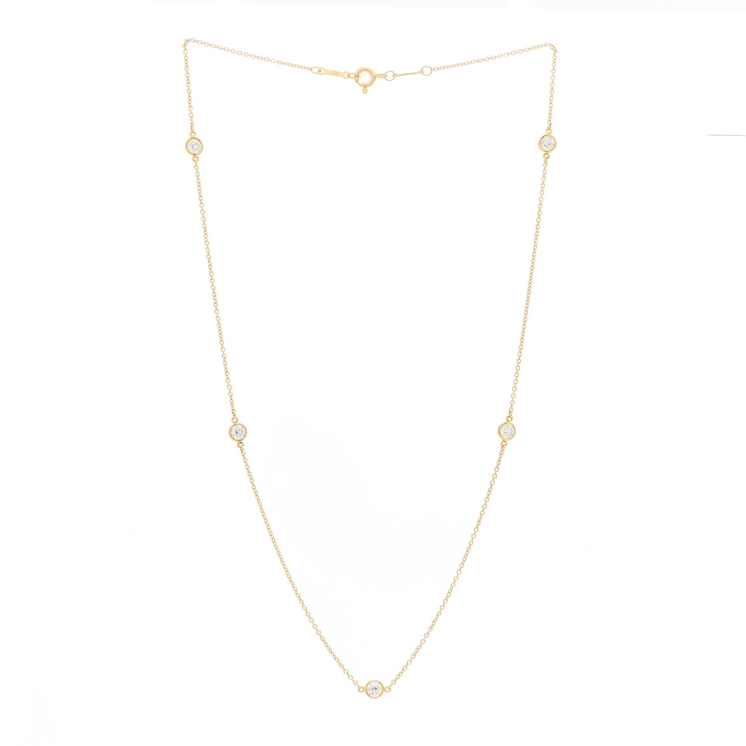 Tiffany 18K Yellow Gold Diamond .70ctw 5 Station Diamonds by the Yard Necklace 2 of 5