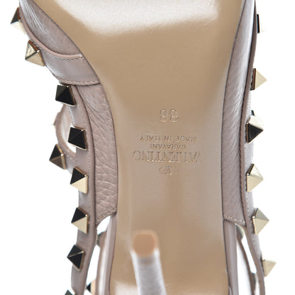 Valentino Garavani Pebbled Calfskin Rockstud Ankle Strap Pumps 38 Poudre 7 of 12
