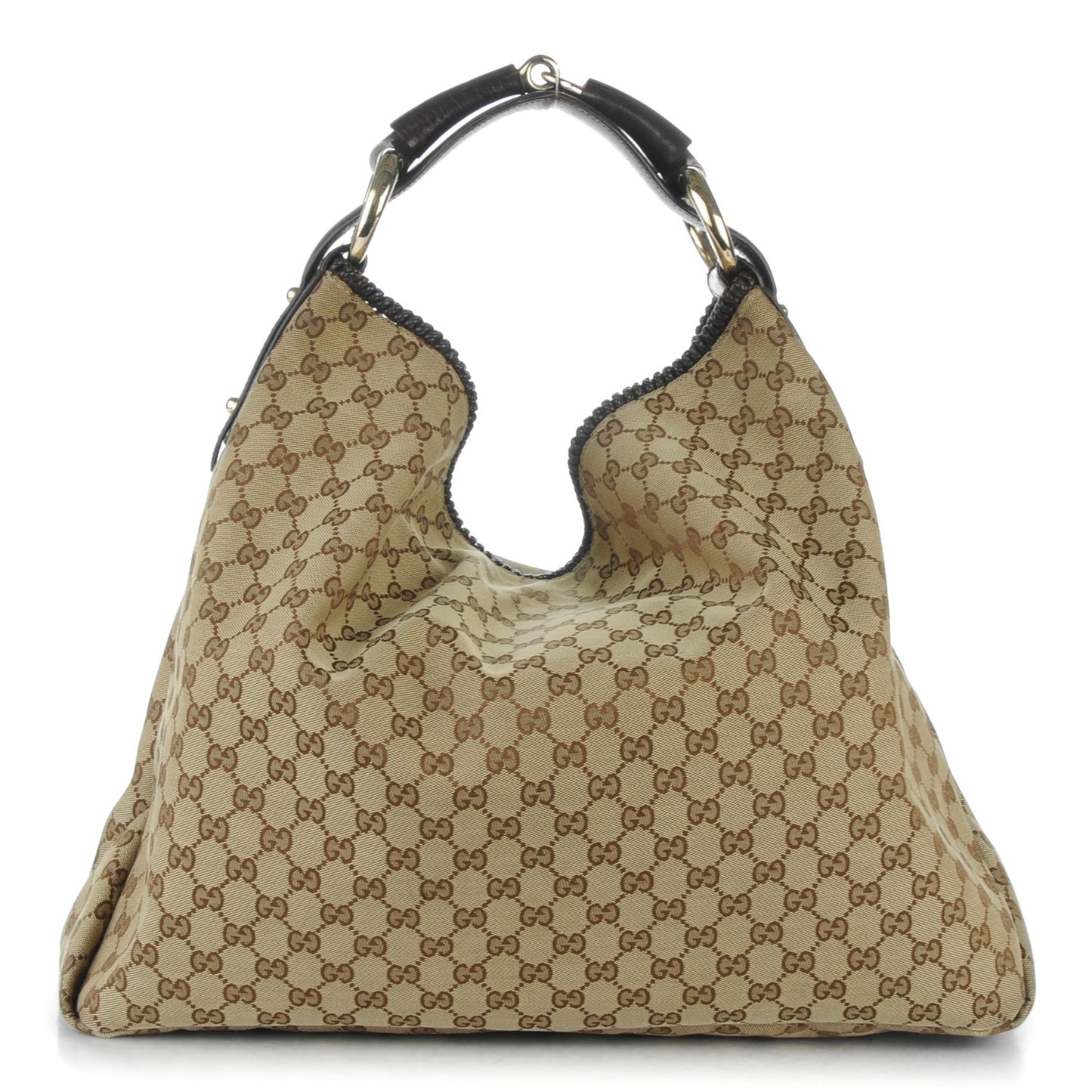 Monogram Large Horsebit Chain Hobo Dark Brown