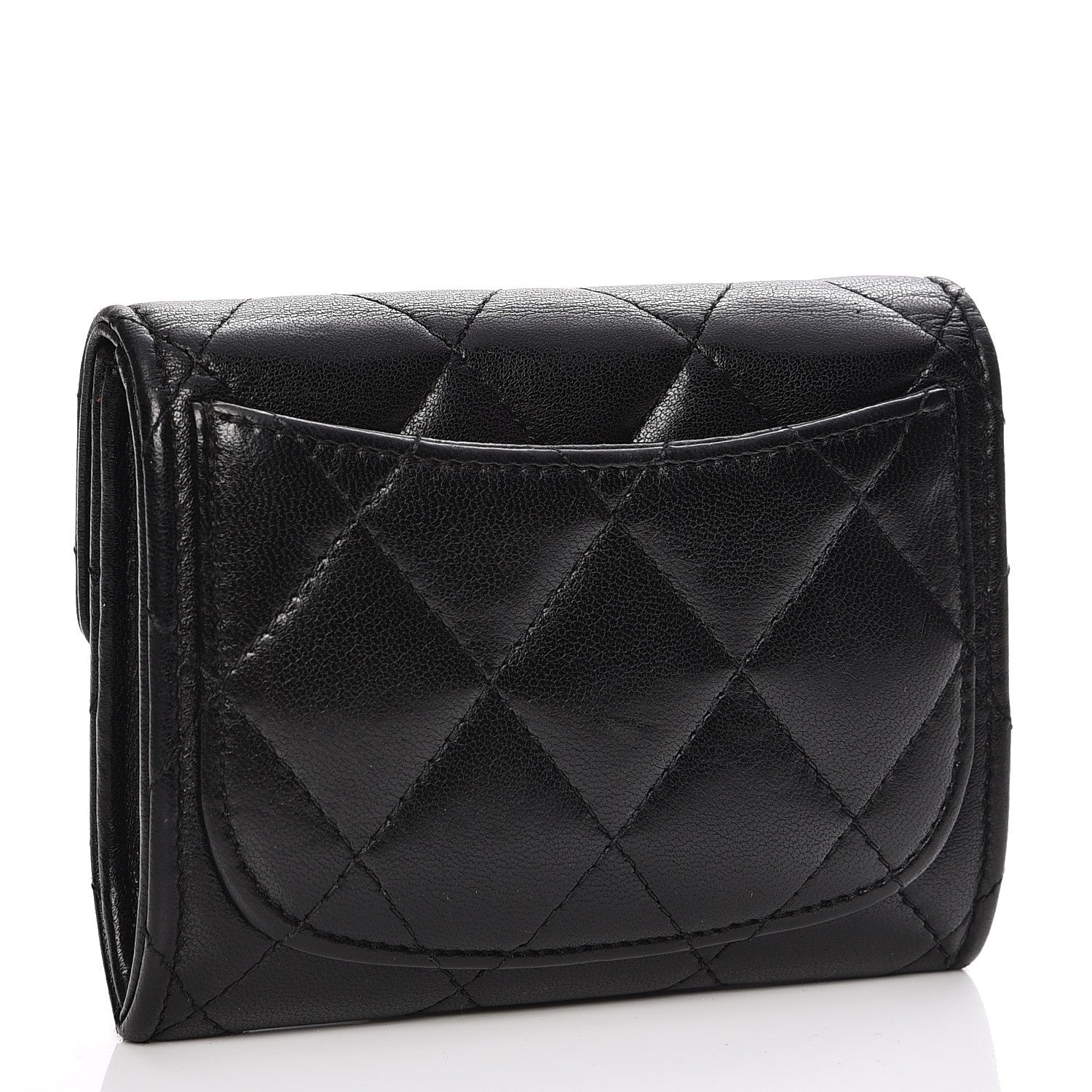 Chanel Lambskin Quilted Flap Card Holder Wallet Black 3 of 7