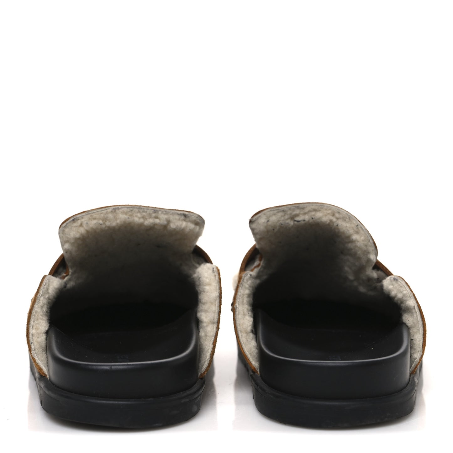 Suede Goatskin Shearling Go Mules 37.5 Beige Kraft Ecru